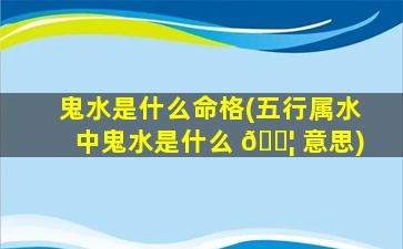 鬼水是什么命格(五行属水中鬼水是什么 🐦 意思)